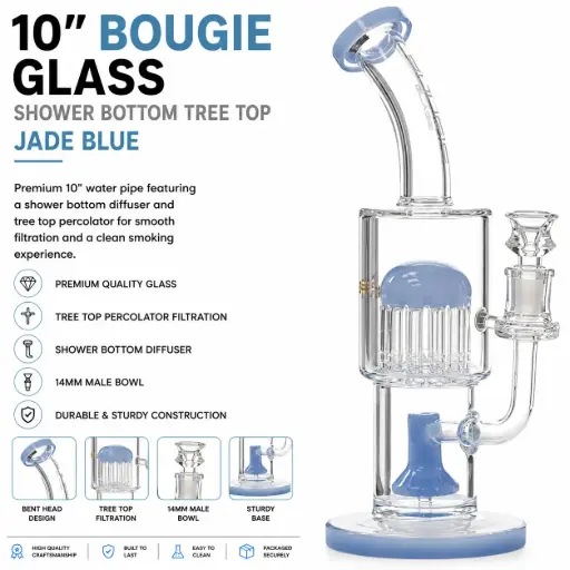 [AM032676] Bougie Glass Shower Bottom Tree Top (8830) 10.0" Jade Blue
