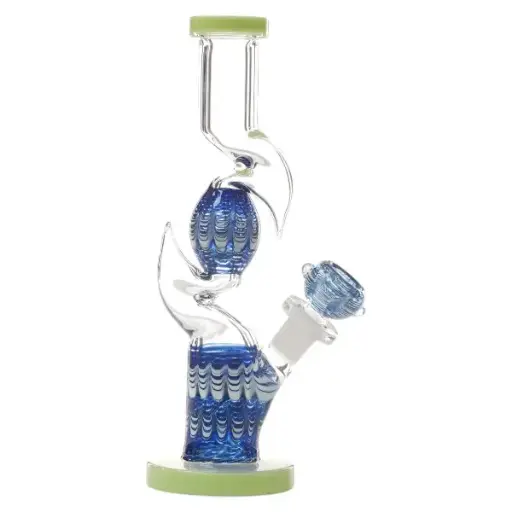 [AM037175] Unbranded Glass W.P. Outside Color Latak Inline 9.0" (19047)-Blue