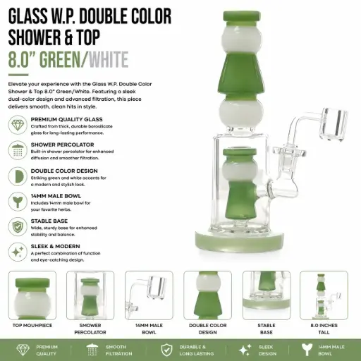 [AM037163] Unbranded Glass W.P. Double Color Shower And Top 8.0" (18170)-Green/White