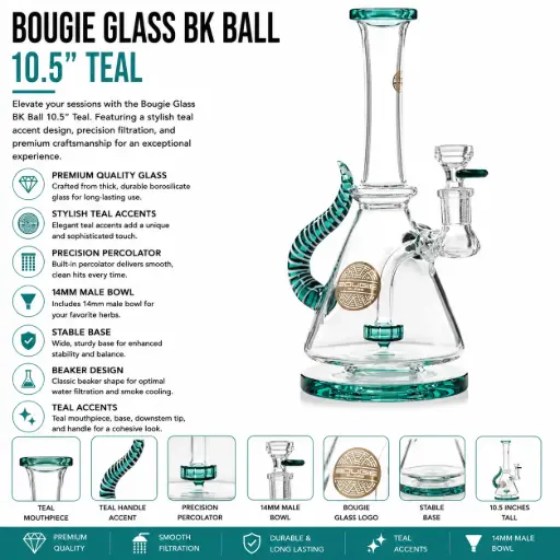 [AM032706] Bougie Glass BK Ball (8836) 10.5" Teal