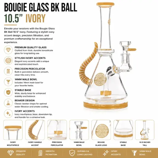 [AM032705] Bougie Glass BK Ball (8836) 10.5" Ivory