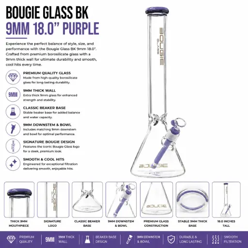 [AM032719] Bougie Glass BK 9mm (8842) 18.0" Purple