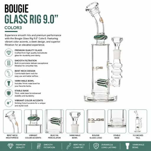 [AM032717] Bougie Glass Rig (8841) 9.0" Color3