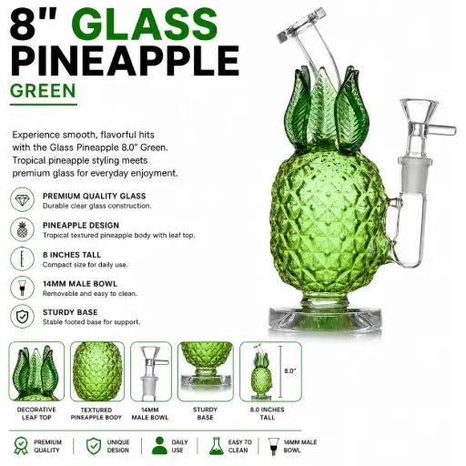 [AM032374] Unbranded Glass Pieapple (8104) 8.0" Green