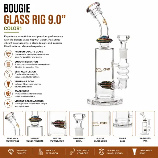 [AM032715] Bougie Glass Rig (8841) 9.0" Color1