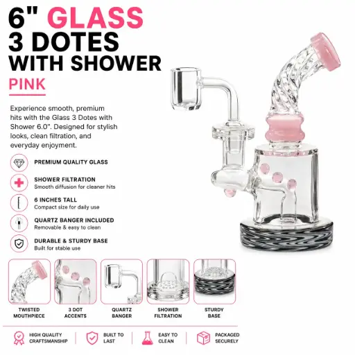 [AM032262] Unbranded Glass 3 Dotes with Shower (7199) 6.0" Pink