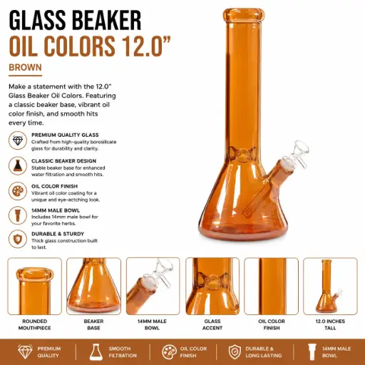 [AM039218] Unbranded Glass Beaker Oil Colors 12.0"-Brown