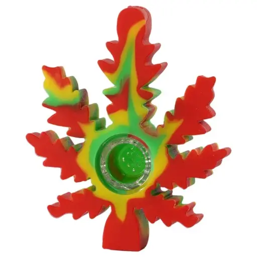 [AM050039] Silicone Hand Pipe Palm Leaf 4.0" (3 per pack)