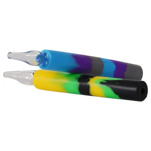 [AM050047] Silicone Cover Glass Head Staw Muti Color 5.0" (4 per pack)