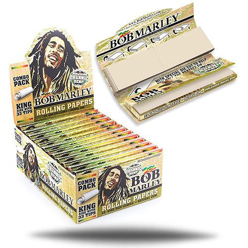 [M0026] BOB MARLEY Papers Organic Hemp King Size+Tips 24ct