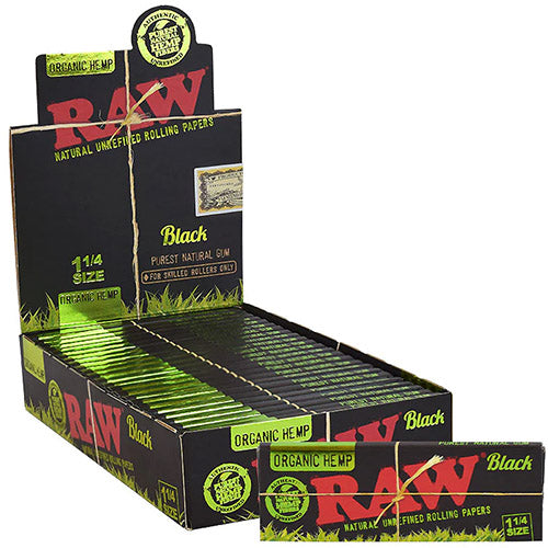 [M0243] RAW Black Organic Papers 11/4 Size 24ct