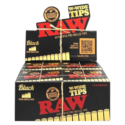 [M0248] RAW Black Tips Pre-rolled Wide 20ct