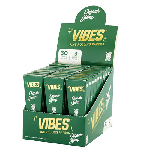 [M0416] VIBES Cones Organic Hemp King Size 3-Pack 30ct