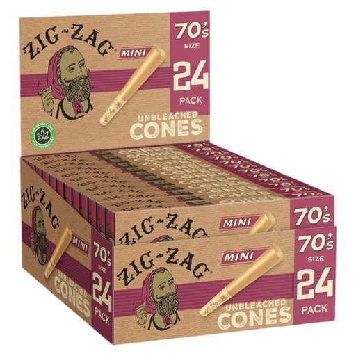 [M0460] ZIG ZAG Cones Unbleached 70mm Mini Size 8/18ct