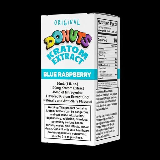 [M1097] DONUTS KRATOM 30ml Liquid Extract 100mg MIT Blue Raspberry 12ct