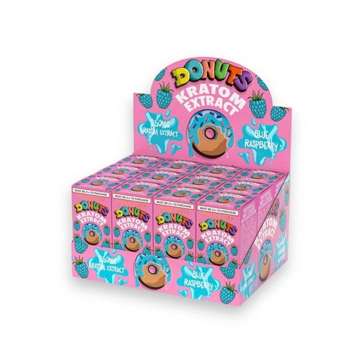 [M1102] DONUTS KRATOM 30ml Liquid Extract 250mg MIT Blue Raspberry 12ct