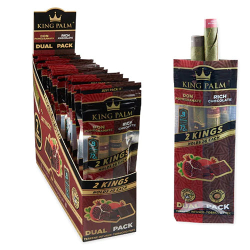 [M1289] KING PALM King Size Dual Pack Don Pomegranate & Chocolate 2-Pack 20ct