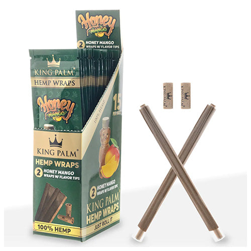 [M1300] KING PALM Hemp Wraps Honey Mango 2-Pack 15ct