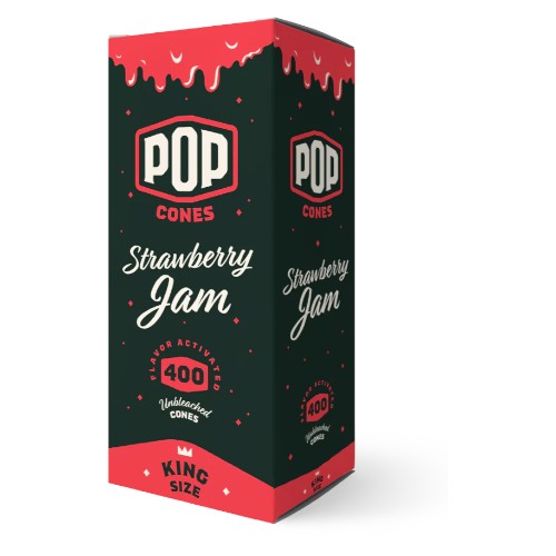 [M1452] POP CONES Bulk Unbleached Cones Strawberry Jam King Size 400ct