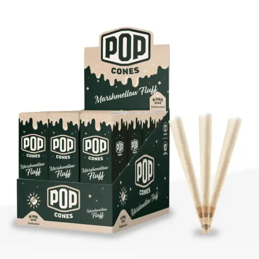 [M1466] POP CONES 2.0 Unbleached Cones Marshmallow Fluff King Size 3/24ct