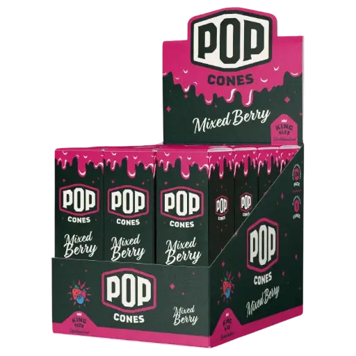 [M1467] POP CONES 2.0 Unbleached Cones Mixed Berry King Size 3/24ct