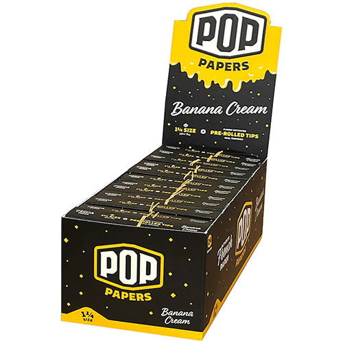 [M1469] POP PAPERS Unbleached Banana Cream 11/4 Size Papers+Flavored Tips 24ct