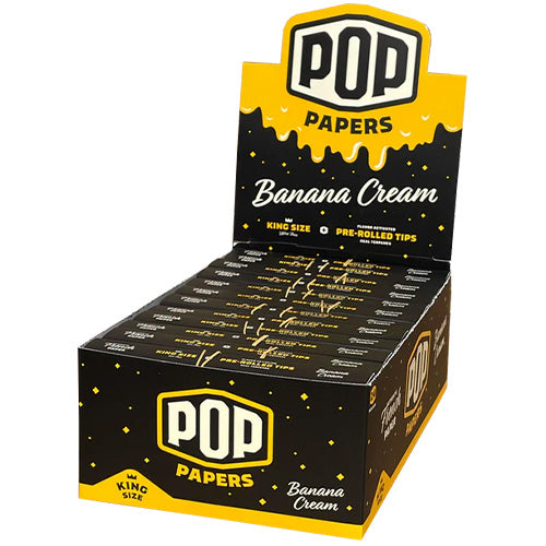 [M1470] POP PAPERS Unbleached Banana Cream King Size Papers+Flavored Tips  24ct