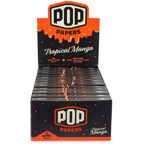[M1476] POP PAPERS Unbleached Tropical Mango King Size Papers+Flavored Tips  24ct