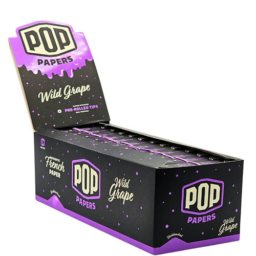 [M1478] POP PAPERS Unbleached Wild Grape King Size Papers+Flavored Tips  24ct