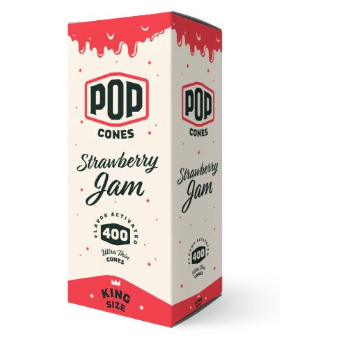 [M1489] POP CONES Bulk Ultra Thin Cones Strawberry Jam King Size 400ct