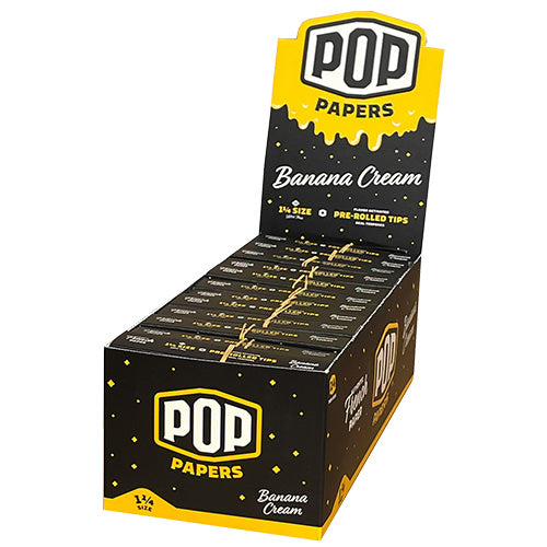 [M1501] POP PAPERS Ultra Thin Banana Cream 11/4 Size Papers+Flavored Tips  24ct