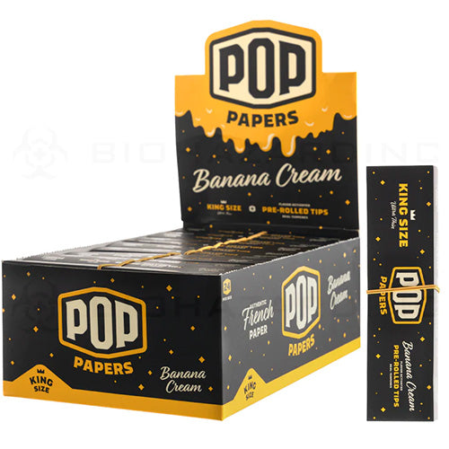 [M1506] POP PAPERS Ultra Thin Banana Cream King Size Papers+Flavored Tips  24ct