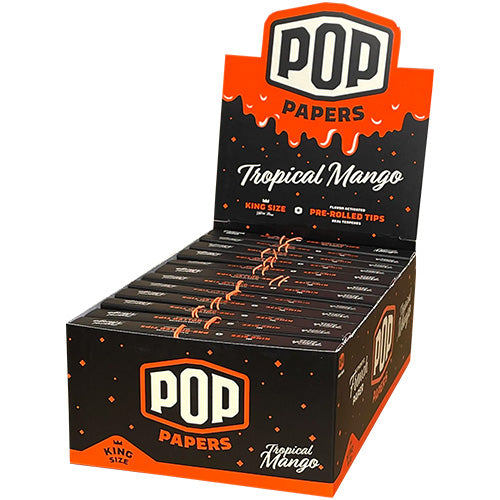 [M1507] POP PAPERS Ultra Thin Tropical Mango King Size Papers+Flavored Tips  24ct