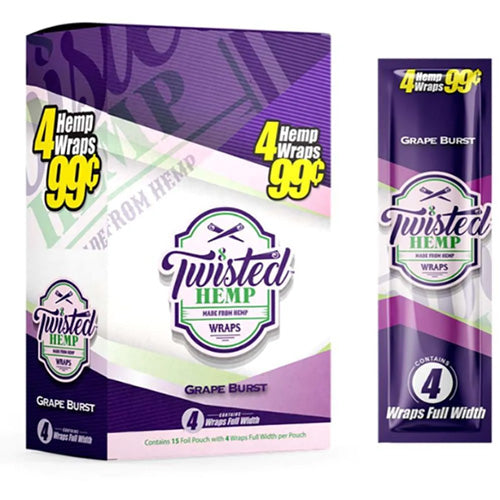 [M1546] TWISTED HEMP Wraps 4-Pack Grape Burst15ct