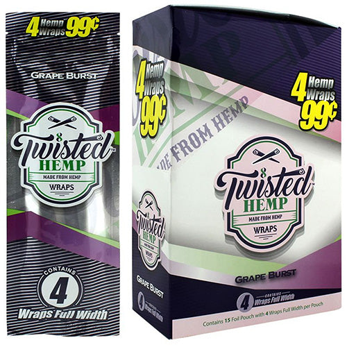 [M1557] TWISTED HEMP Wraps 4 for $0.99 Grape Burst 15ct