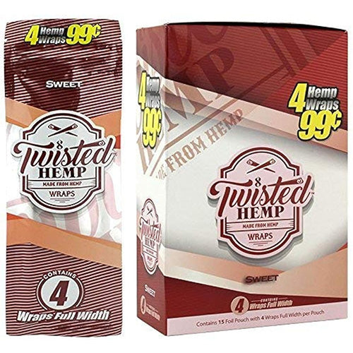[M1559] TWISTED HEMP Wraps 4 for $0.99 Sweet 15ct