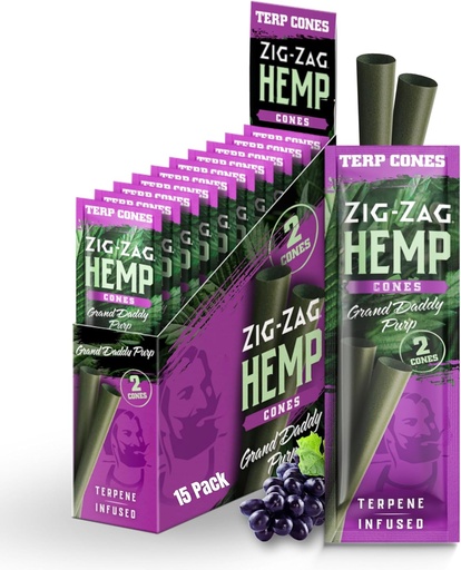 [M1602] ZIG ZAG Terpene Infused Cones Grand Daddy Purp 2/15ct