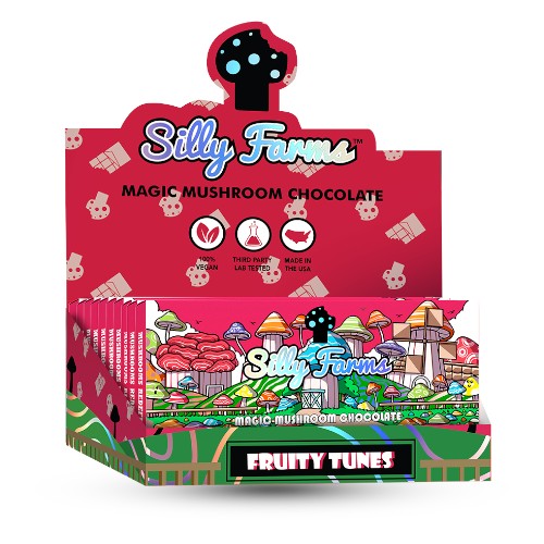 [M1677] SILLY FARMS Magic Mushroom Chocolate Bar Fruity Tunes 10ct