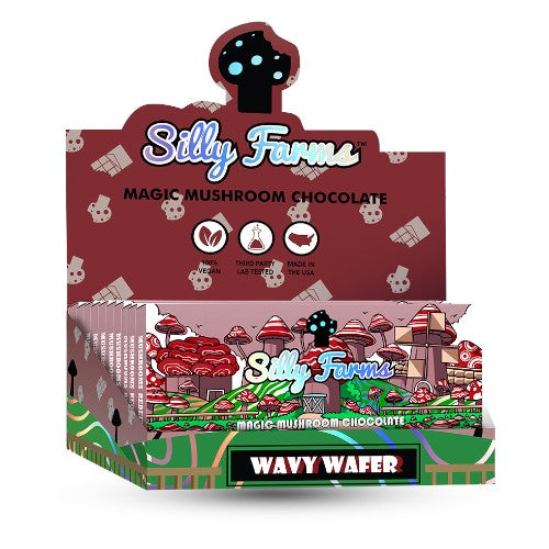 [M1678] SILLY FARMS Magic Mushroom Chocolate Bar Wavy Wafer 10ct