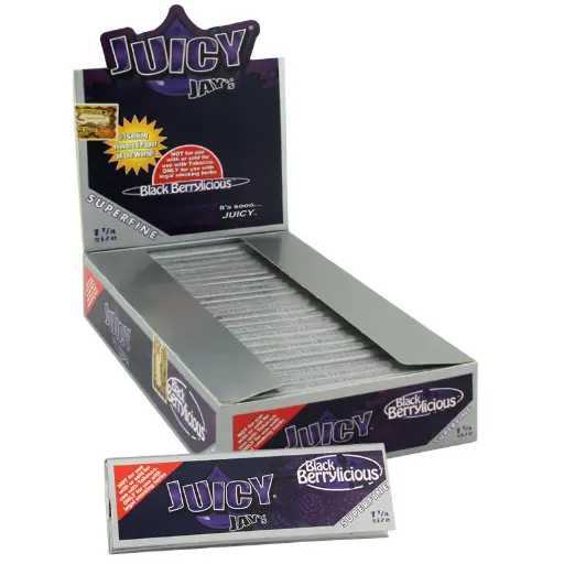 [M1767] JUICY JAY'S Superfine Papers 11/4 Size Black Berrylicious 24ct
