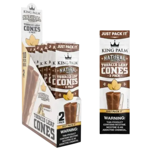 [M1772] KING PALM Tobacco Leaf Cones Natural 2-pack 10ct