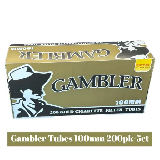[M1854] GAMBLER Cigarette Tubes Gold 100mm 200/5ct