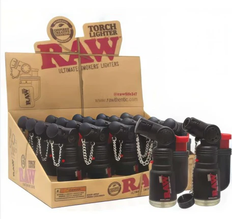 [M1885] RAW Lighter Torch Refillable Black 20ct