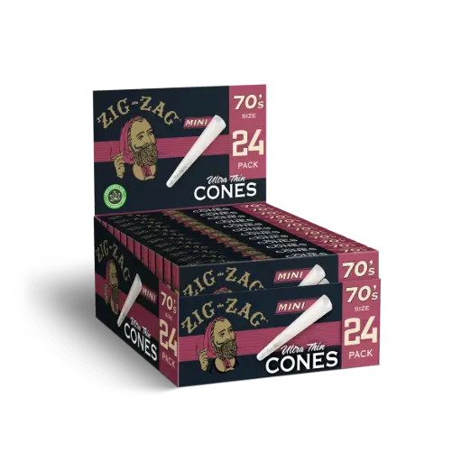 [M1897] ZIG ZAG Cones Ultra Thin 70mm Mini Size 24/12ct