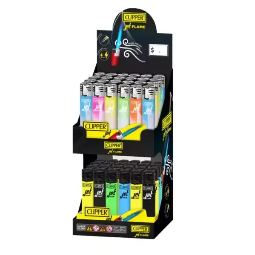 [M1922] CLIPPER Jet Torch Lighter 2-Tier Display (Solid, Painted) 48ct
