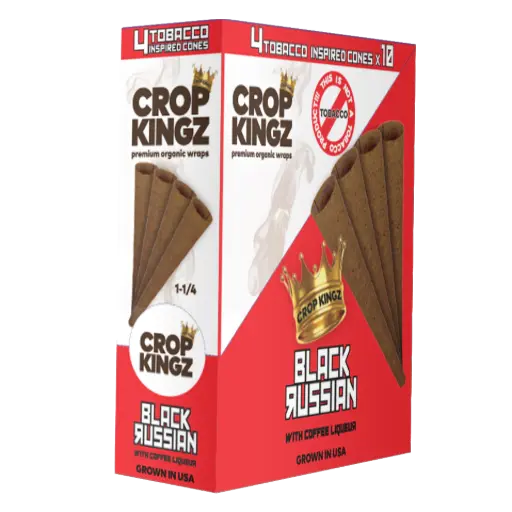 [M1933] CROP KINGZ Brown Hemp Cones 11/4 Size 4-Pack Black Russian 10ct