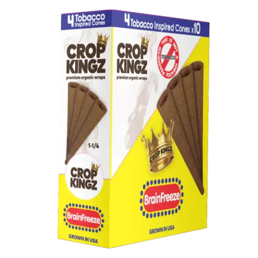 [M1934] CROP KINGZ Brown Hemp Cones 11/4 Size 4-Pack Brain Freeze 10ct