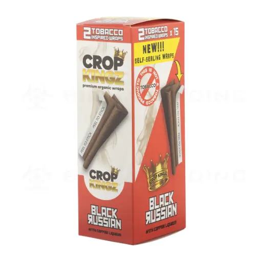 [M1941] CROP KINGZ Brown Self-Sealing Organic Wraps Black Russian 15ct