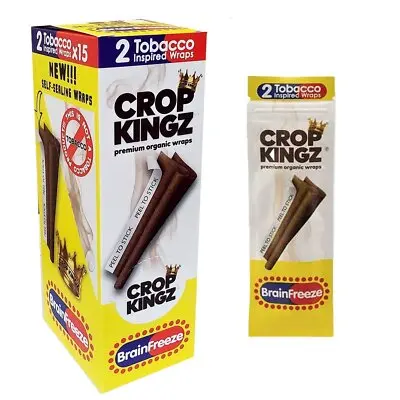[M1942] CROP KINGZ Brown Self-Sealing Organic Wraps Brain Freeze 15ct