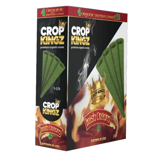 [M1948] CROP KINGZ Organic Hemp Cones 11/4 Size 4-Pack Irish Cream 10ct